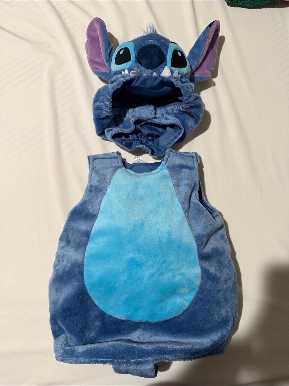 Disney Blue Stitch Plush Hood and Vest Set